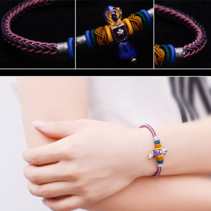Buddha Stones Tibetan Handmade Dorje Vajra Strength Eight Threads String Bracelet - 图片 7