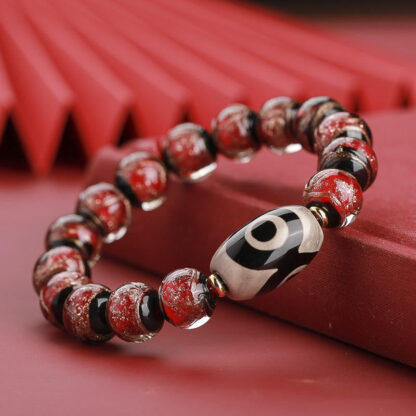 Tibetan Nine-Eye Dzi Bead Three-eyed Dzi Bead Liuli Glass Bead Wealth Bracelet - 图片 23