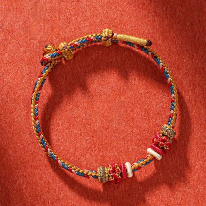 Buddha Stones Handmade Dunhuang Color Luck Braid String Bracelet - 图片 2