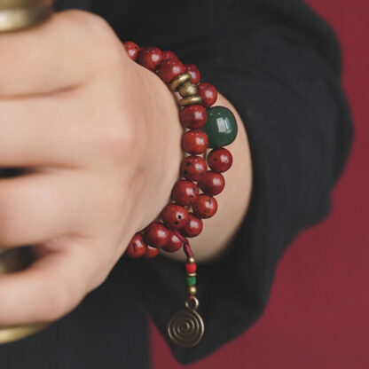 Buddha Stones Bodhi Seed Cyan Jade Copper Peace Luck Bracelet - 图片 4