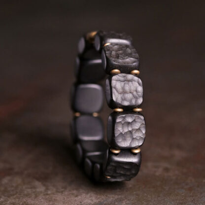 Retro Ebony Wood Texture Style Copper Peace Balance Bracelet - 图片 2