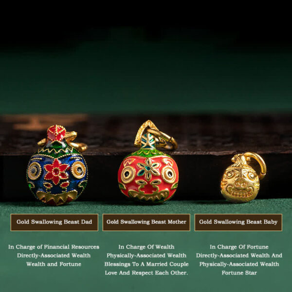 Handmade Gold Swallowing Beast Family Healing Reincarnation Knot Braid Bracelet - 图片 6
