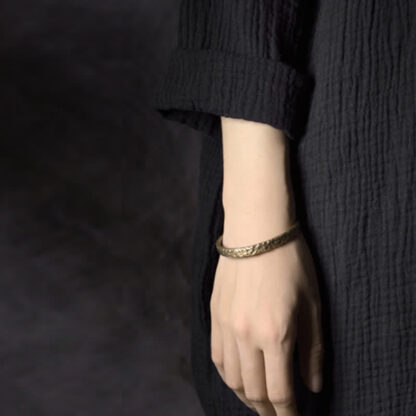 Buddha Stones Simple Design Copper Wealth Cuff Bracelet - 图片 3