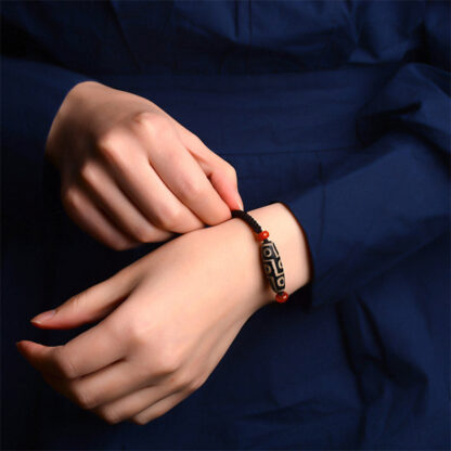 Buddha Stones Tibetan Nine-Eye Dzi Bead Prosperity String Bracelet - 图片 3