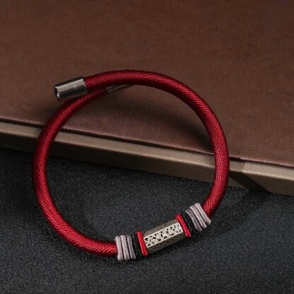 Buddha Stones 925 Sterling Silver Om Mani Padme Hum Peace Red String Bracelet - 图片 6