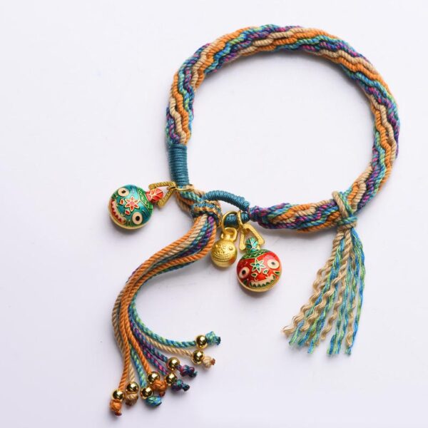 Gold Swallowing Beast Family Luck Reincarnation Knot Braid Colorful String Bracelet - 图片 11