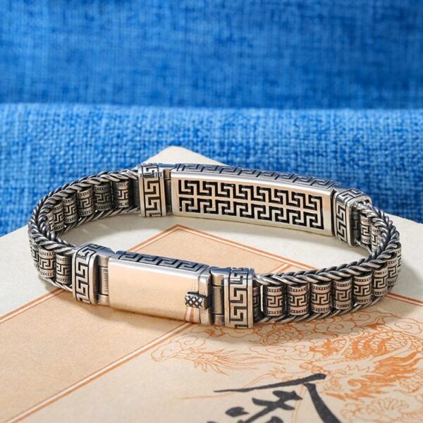 Vintage Lines Pattern Balance Rotatable Bracelet - 图片 2