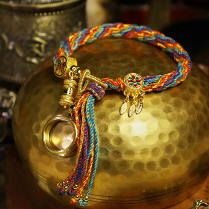 Buddha Stones Tibetan Om Mani Padme Hum Dreamcatcher Luck Colorful Reincarnation Knot String Bracelet - 图片 5