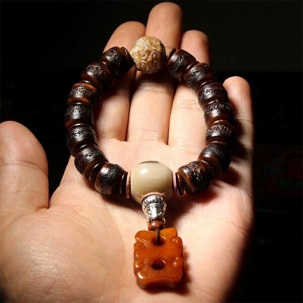 Tibetan Yak Bone Dzi Bead Turquoise Keep Away Evil Spirits Bracelet - 图片 19