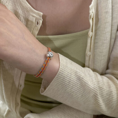 999 Sterling Silver Persimmon Luck Multicolored Braided Bracelet - 图片 13