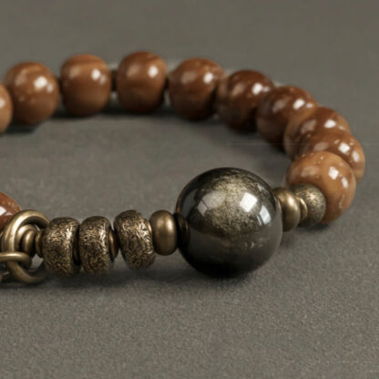 Kuka Seed Tiger Eye Gold Sheen Obsidian Copper Wealth Luck Bracelet - 图片 11