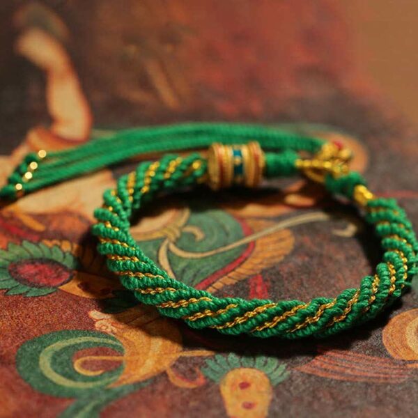 Buddha Stones Tibetan Handmade Luck Thangka Prayer Wheel Charm Weave String Bracelet - 图片 16