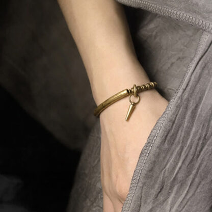Buddha Stones Lava Rock Stone Copper Balance Cuff Bracelet Bangle - 图片 13