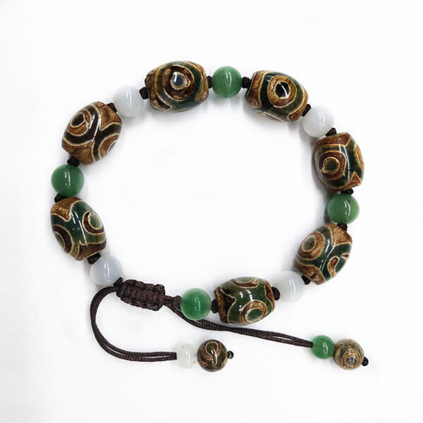 Tibetan Three-eyed Dzi Bead Luck Protection Braided Bracelet - 图片 8