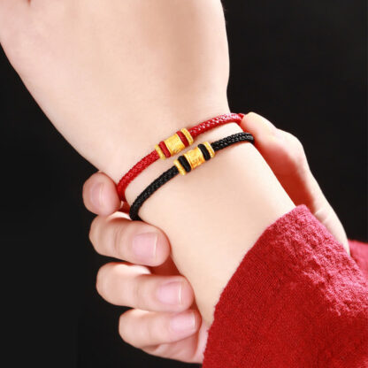 Tibet 999 Gold Om Mani Padme Hum Engraved Protection Lucky Bead Bracelet - 图片 13