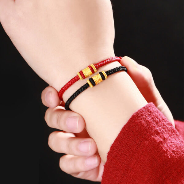 Tibet 999 Gold Om Mani Padme Hum Engraved Protection Lucky Bead Bracelet - 图片 13
