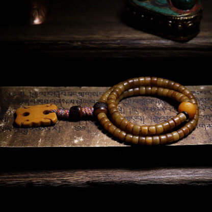 Buddha Stones Tibet 108 Mala Beads Yak Bone Amber Balance Bracelet - 图片 24