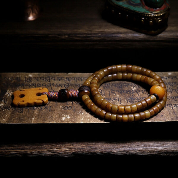 Buddha Stones Tibet 108 Mala Beads Yak Bone Amber Balance Bracelet - 图片 24