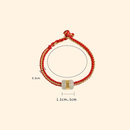 Buddha Stones 999 Gold Hetian White Jade Om Mani Padme Hum Fu Character Luck Braided Bracelet - 图片 8
