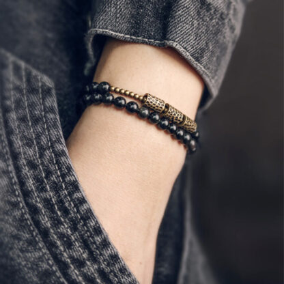 Buddha Stones Rainbow Obsidian Copper Love Double Wrap Bracelet - 图片 3