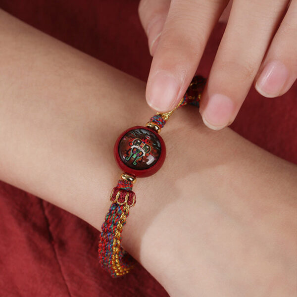 Buddha Stones Colorful Rope Cinnabar Thangka Blessing Braided Bracelet - 图片 10