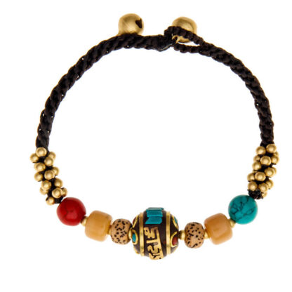 Buddha Stones Tibetan Turquoise Om Mani Padme Hum Protection Strength Bracelet - 图片 8