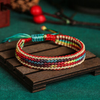 Buddha Stones Tibet Handmade Rainbow Multicolored Protection Braided String Bracelet
