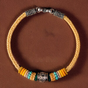 Handmade 925 Sterling Silver Tibetan Om Mani Padme Hum Purity Braided Bracelet