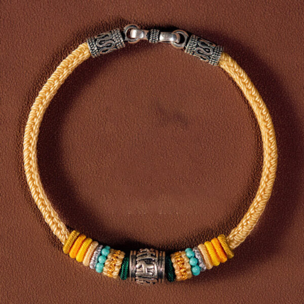Handmade 925 Sterling Silver Tibetan Om Mani Padme Hum Purity Braided Bracelet