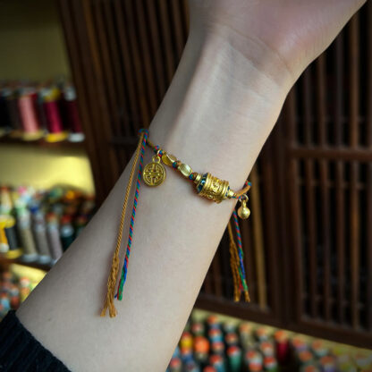 Buddha Stones Tibetan Handmade Om Mani Padme Hum Prayer Wheel Protection Strength String Bracelet - 图片 5