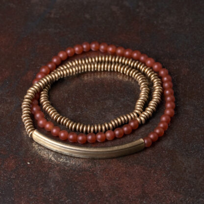 Buddha Stones Tibetan Various Agate Stone Copper Protection Triple Wrap Bracelet - 图片 2