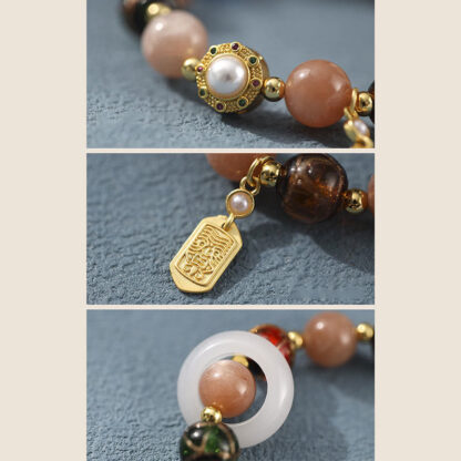 Tibetan Incense Ash Liuli Glass Tridacna Stone Sun Stone Om Mani Padme Hum Prayer Wheel Charm Bracelet - 图片 11