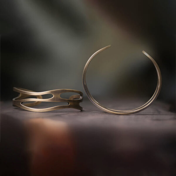 Vintage Curved Copper Brass Wealth Adjustable Cuff Bracelet Bangle - 图片 4