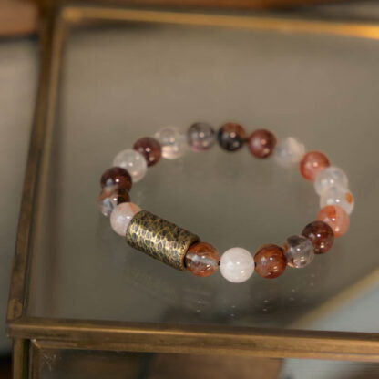 White Crystal Red Hematoid Quartz Gold Rutilated Quartz Purple Phantom Protection Bracelet - 图片 10