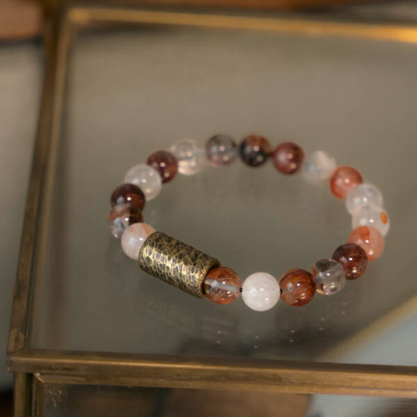 White Crystal Red Hematoid Quartz Gold Rutilated Quartz Purple Phantom Protection Bracelet - 图片 10