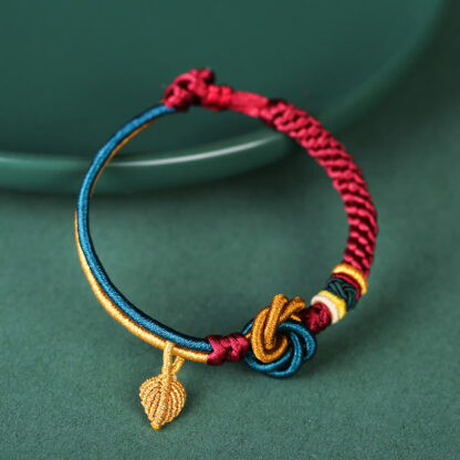 Tibetan Handmade Mandala Knot Leaf Luck Rope Bracelet - 图片 7