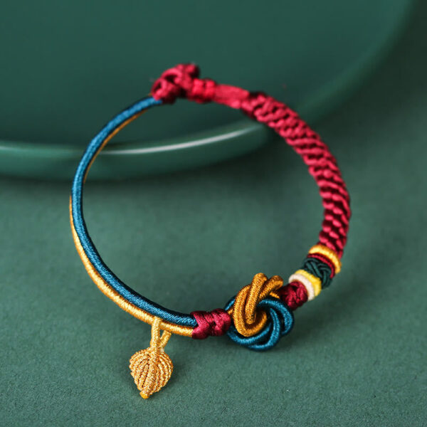 Tibetan Handmade Mandala Knot Leaf Luck Rope Bracelet - 图片 7