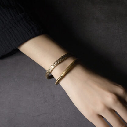 Buddha Stones Lava Rock Stone Copper Balance Cuff Bracelet Bangle - 图片 16