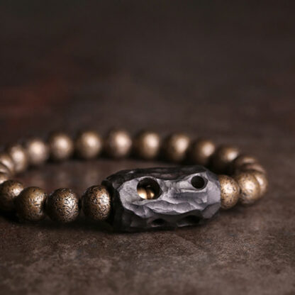 Tibet Ebony Wood Copper Peace Balance Beaded Bracelet - 图片 6
