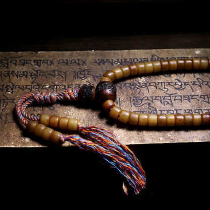 Buddha Stones Tibet 108 Mala Beads Yak Bone Amber Balance Bracelet - 图片 12