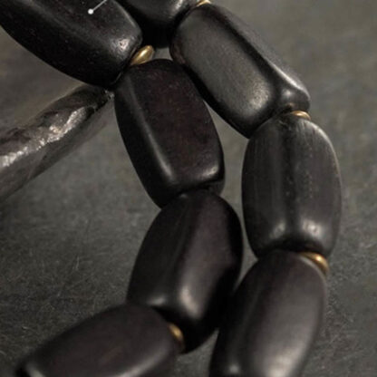 Tibet Ebony Wood Dzi Bead Copper Balance Double Wrap Bracelet - 图片 12