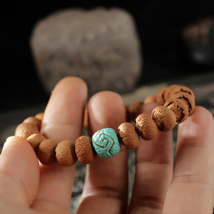 Buddha Stones Tibetan Bodhi Seed Turquoise Amber Protection Bracelet - 图片 3