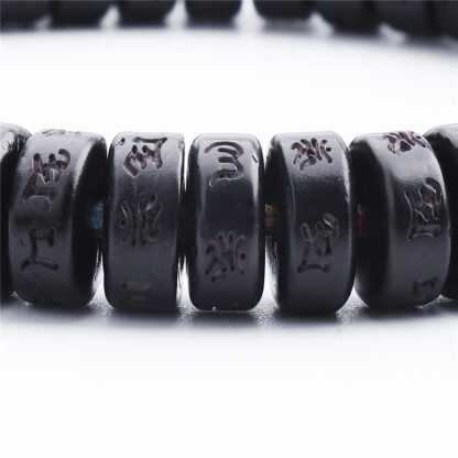 Buddha Stones Tibetan Coconut Shell Beads Engraved Om Mani Padme Hum Mantra Happiness Bracelet - 图片 7