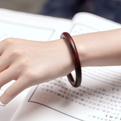 Buddha Stones Tibetan Small Leaf Red Sandalwood Ebony Green Sandalwood Protection Bracelet Bangle - 图片 7