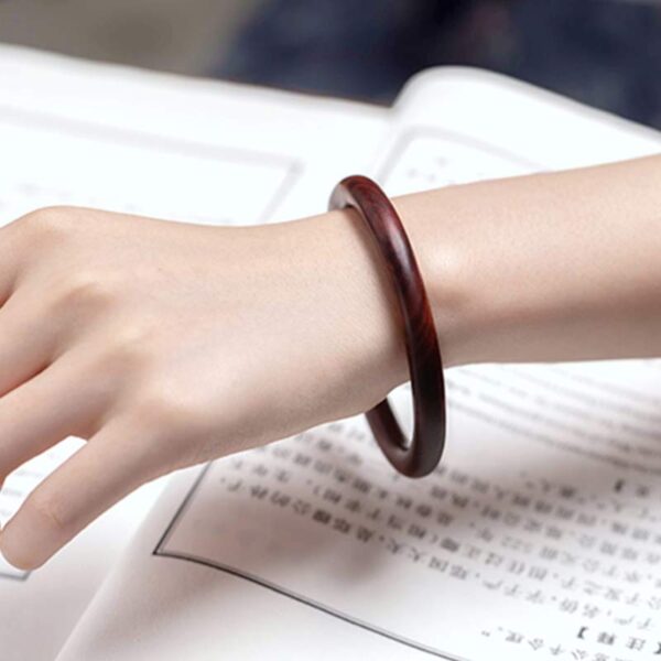 Buddha Stones Tibetan Small Leaf Red Sandalwood Ebony Green Sandalwood Protection Bracelet Bangle - 图片 7