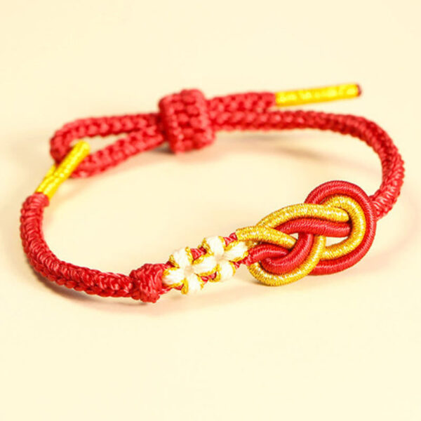 Handcrafted Eight Thread Peace Knot Peach Blossom Knot Luck Connection Bracelet - 图片 5