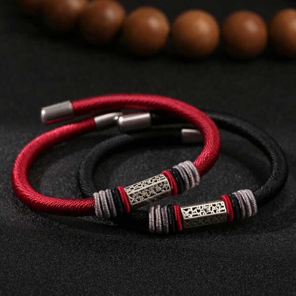 Buddha Stones 925 Sterling Silver Om Mani Padme Hum Peace Red String Bracelet - 图片 3