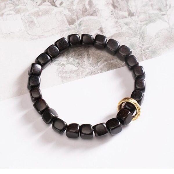 Tibetan Ebony Wood Dzi Bead Balance Calm Bracelet - 图片 11