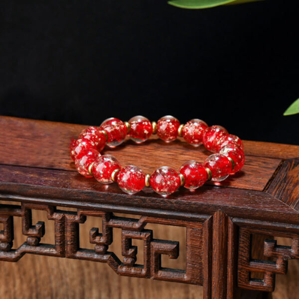 Gold Swallowing Beast Family Charm Luminous Fluorescent Liuli Glass Bead Success Bracelet - 图片 11