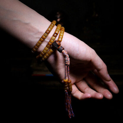 Buddha Stones Tibet 108 Mala Beads Yak Bone Amber Balance Bracelet - 图片 4